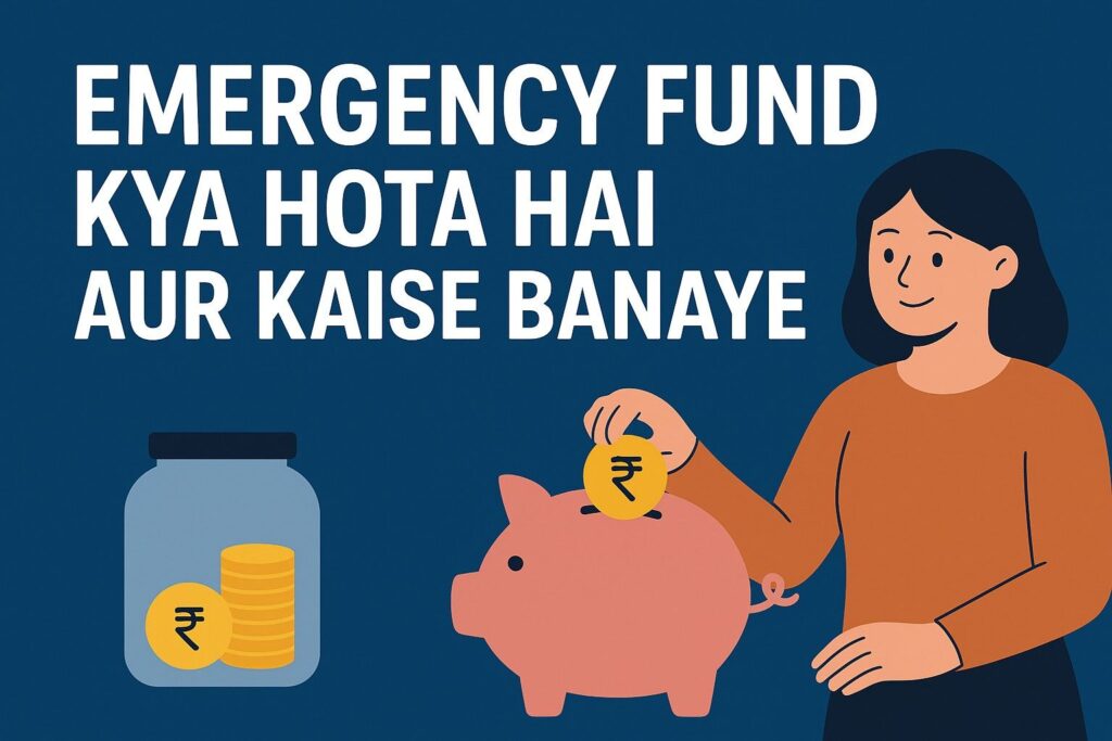 Family saving money concept illustration showing parents and children managing finances and building an emergency fund