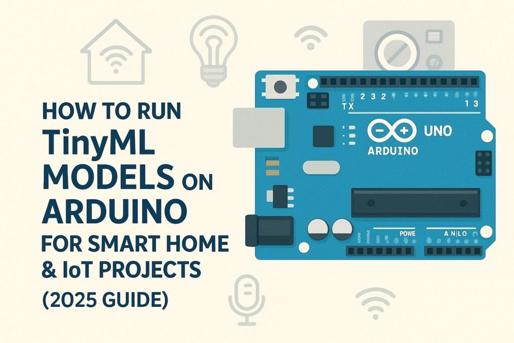 Arduino board running TinyML model for smart home and IoT automation projects
