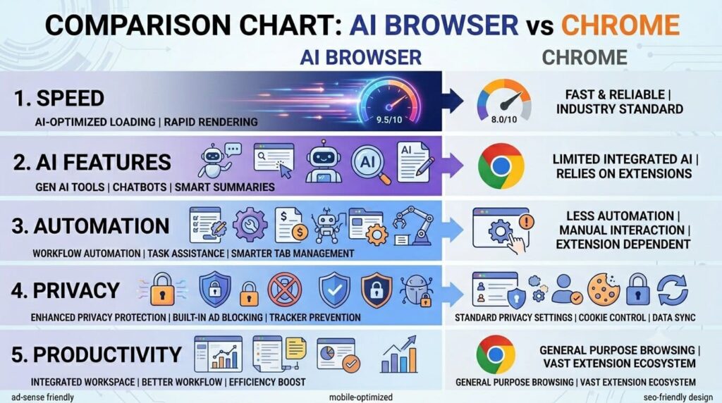AI Browser vs traditional browser comparison chart