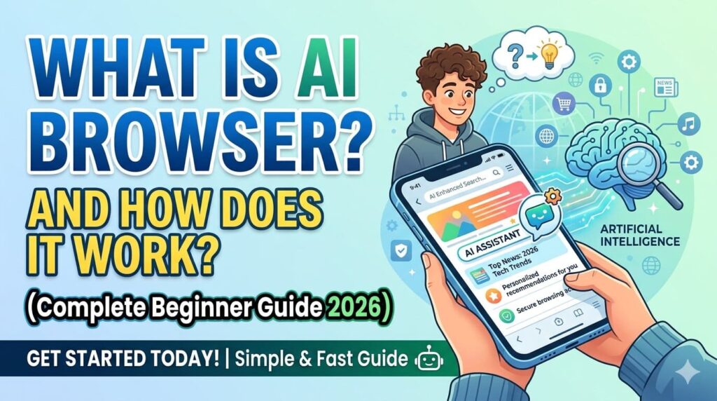 AI Browser interface showing smart search and AI assistant features