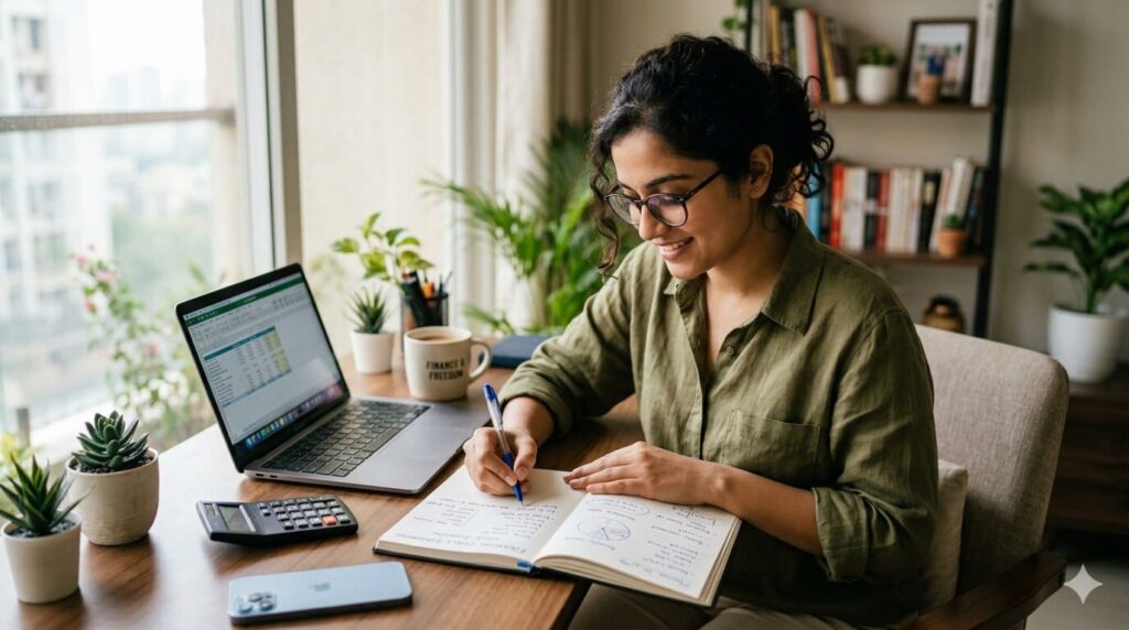 young adult planning retirement savings and financial goals
