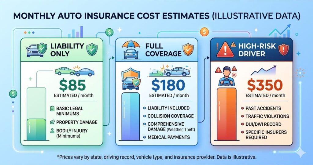 Temporary car insurance cost in the USA 2026